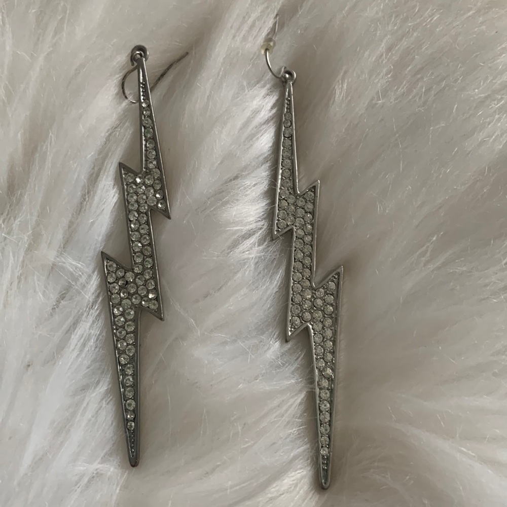 Vintage Rhinestone Lightning Bolt Earrings